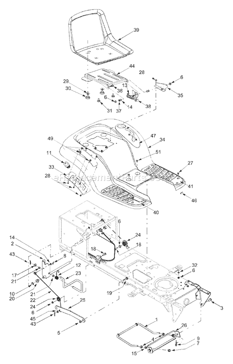 Page F Diagram and Parts List for 13AT604H701 2004 Yard Man Lawn Tractor